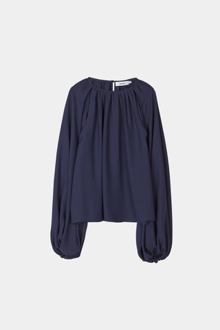 Maggiore blouse midnight navy cut out longsleeve stylein packshot