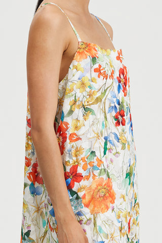 Magnolia dress ankle length cowl neckline straps textured jacquard floral print stylein detail image