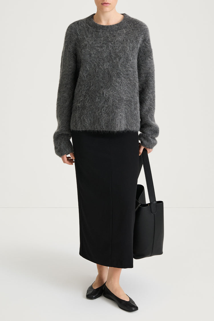 grey alpacka knitted sweater stylein lorena model image