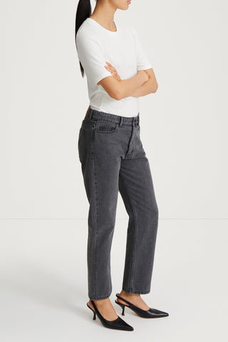 Ken original cropped straight fit denim mid waist mid grey stylein side image