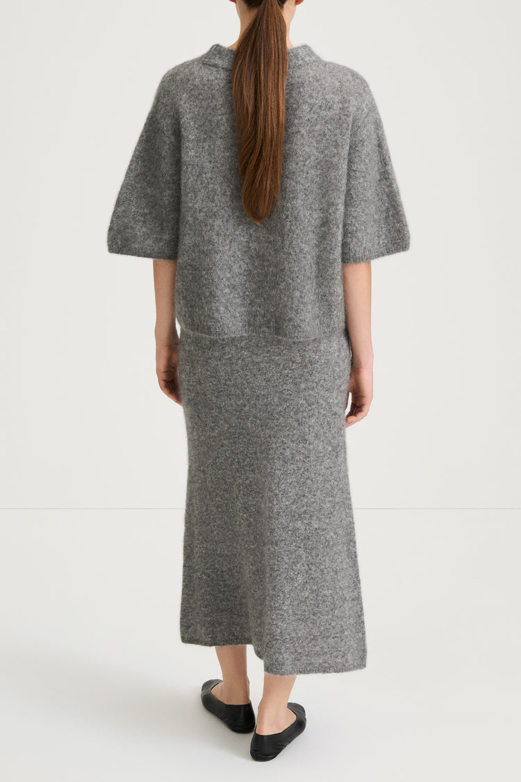 grey knitted a-lined skirt stylein nanie back