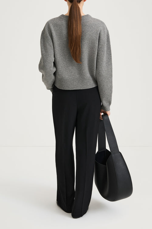 grey knitted sweater round neck stylein haven back