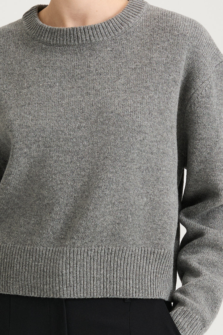 grey knitted sweater round neck stylein haven detail image