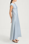 Ice blue maxi satin dress stylein marielle side model image