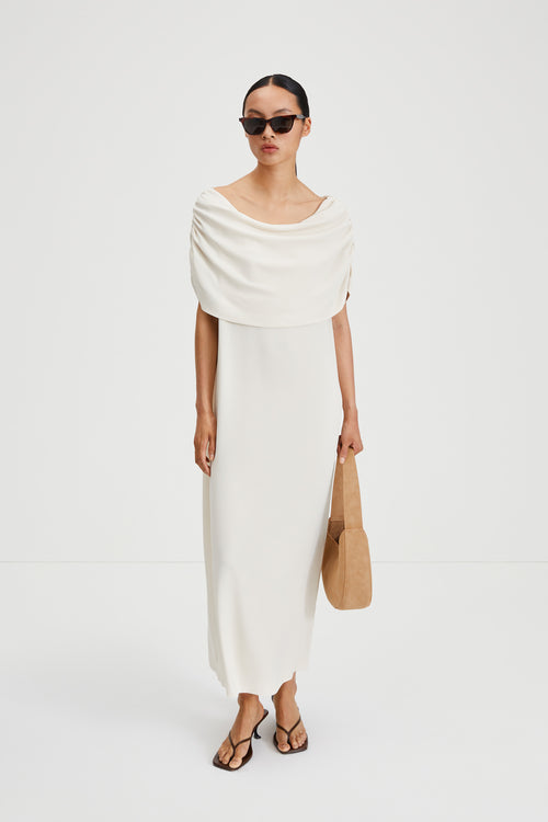 Macerata dress cream boat neck maxi stylein front image