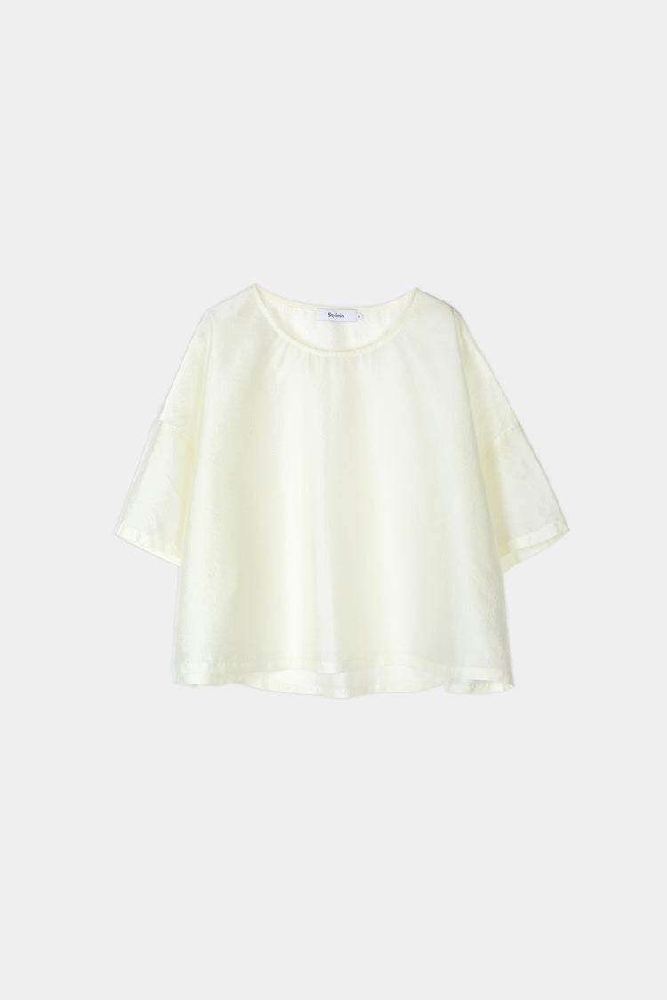 Berra top sheer cropped loose fitting ivory stylein packshot
