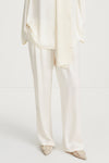 ivory satin trousers Long stylein marialong  close up