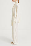 ivory satin trousers Long stylein marialong  side