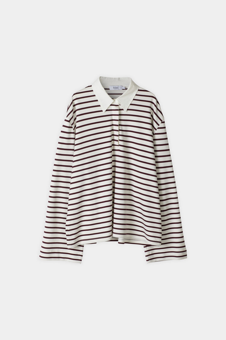 janelle top-burgundy stripe collar packshot stylein