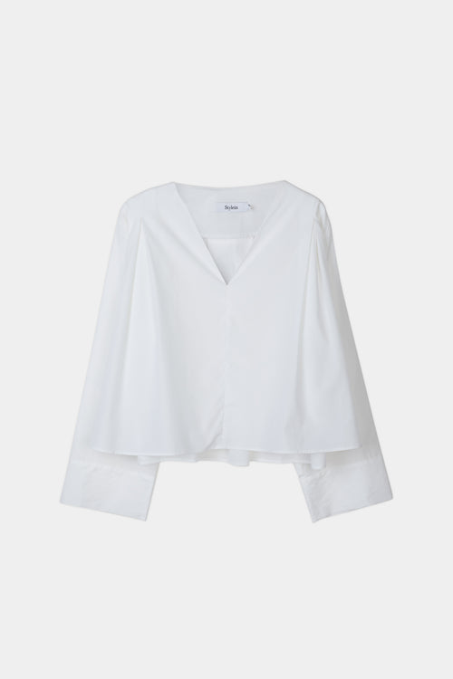 Javeria blouse vneck longsleeve white stylein packshot