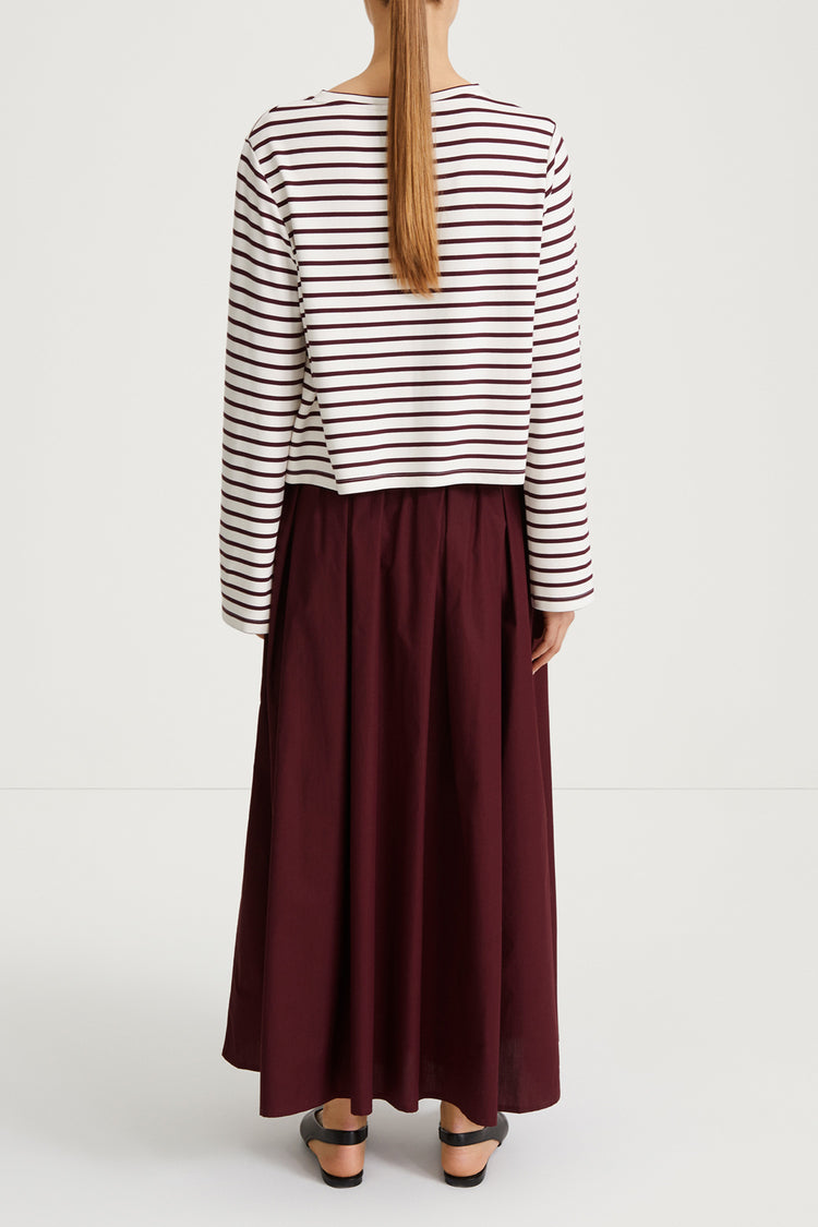 jerry burgundy striped top womenswear stylein back