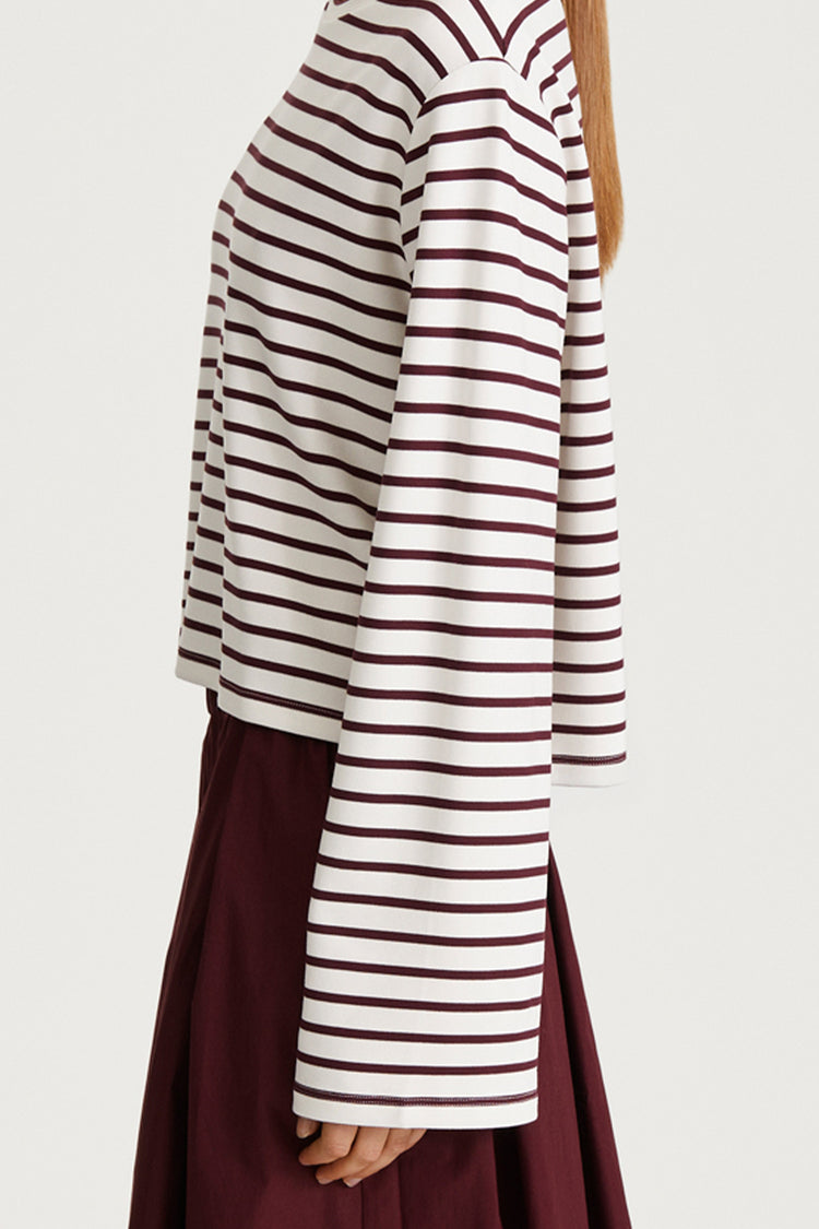 jerry burgundy striped top womenswear stylein side