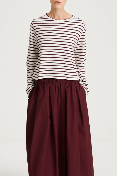 jerry burgundy striped top womenswear stylein model image front zoom