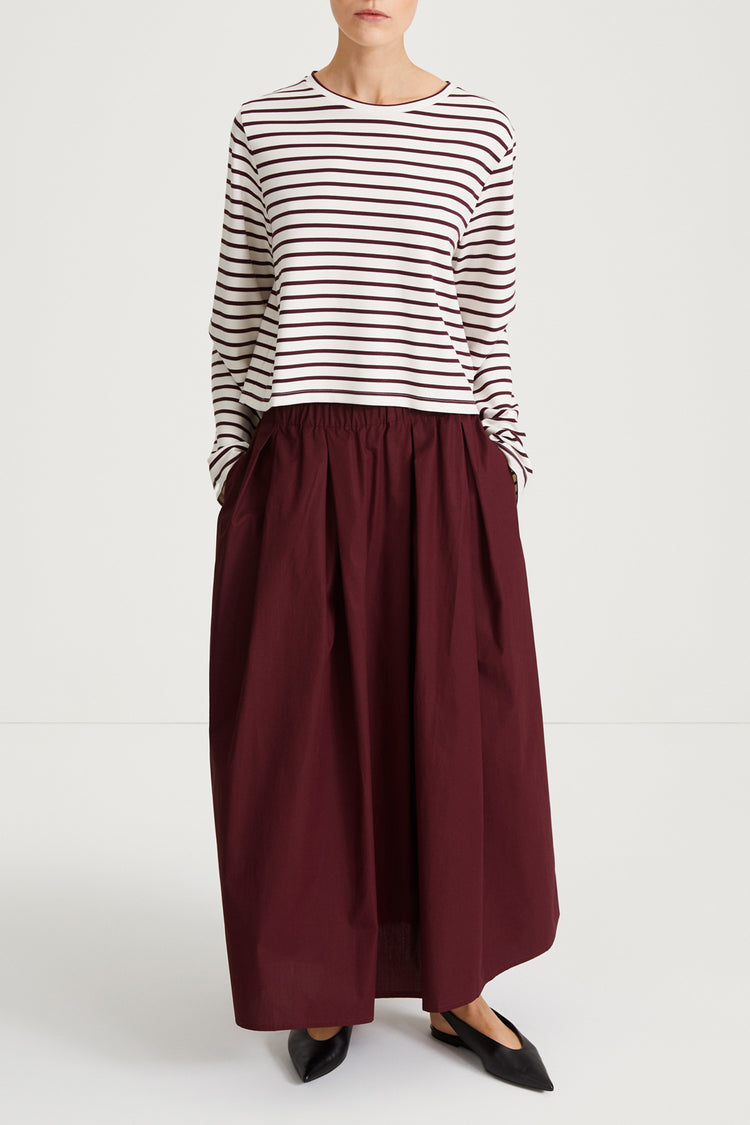 jerry burgundy striped top womenswear stylein front