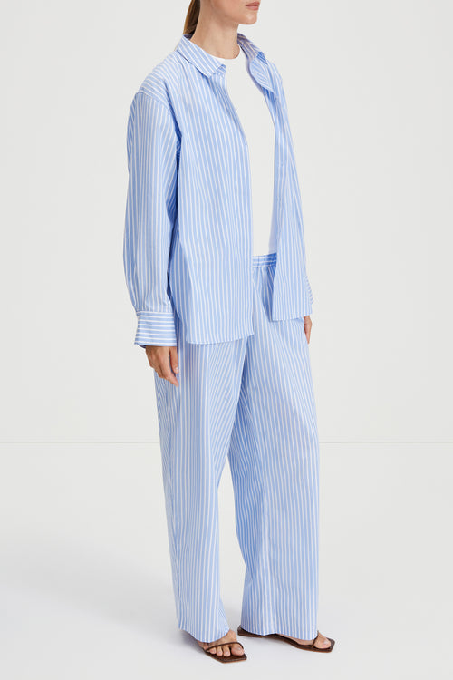 Jessie trousers wide relaxed blue white stripe stylein side image