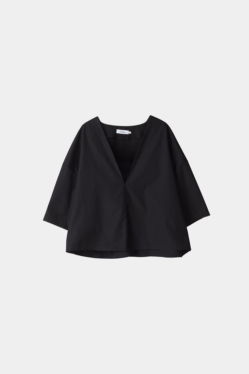 Julianna blouse voluminous cropped v neck short wide sleeves black stylein packshot