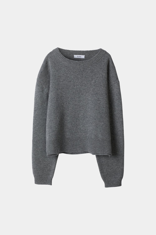 grey knitted sweater round neck stylein haven front