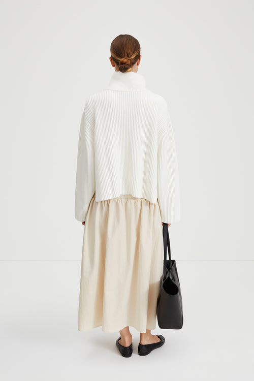 Adalie sweater knitted zip polo white stylein back image