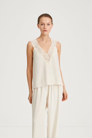 Mede top lace sleeveless cream stylein front image