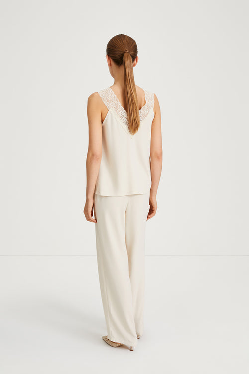 Mede top lace sleeveless cream stylein back image
