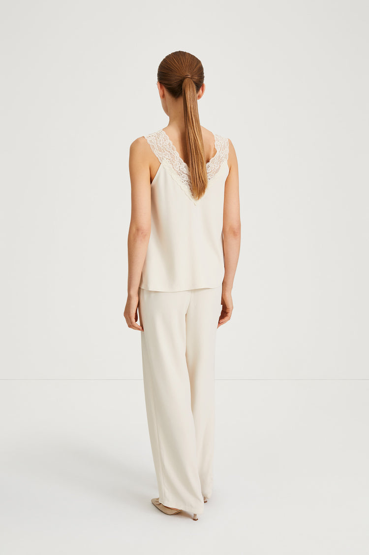 Mede top lace sleeveless cream stylein back image