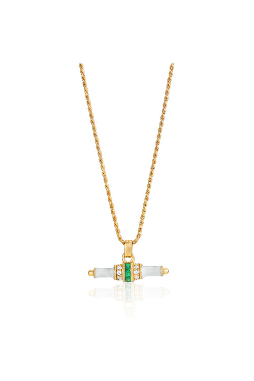 laura vann bridget white enamel t-bar necklace