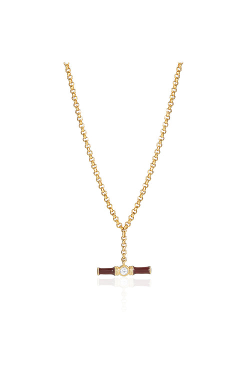 laura vann dylan enamel small t-bar neckalce brown