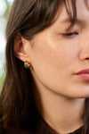 laura vann nina earrings black hoops model image