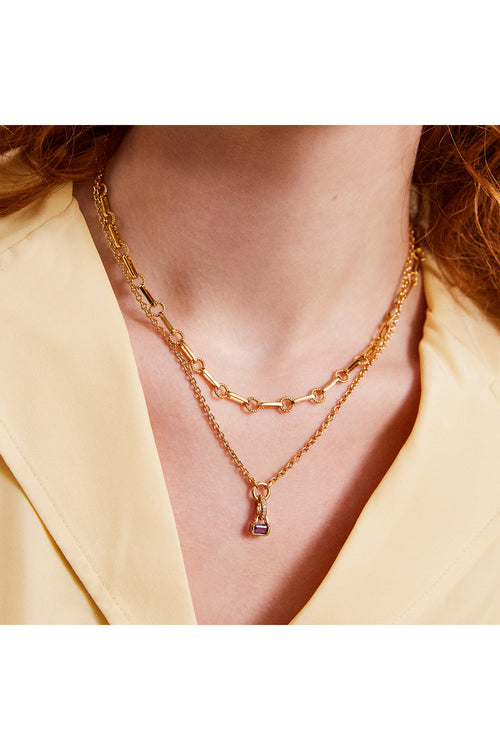 laura vann twisted link vintage chain necklace gold model image