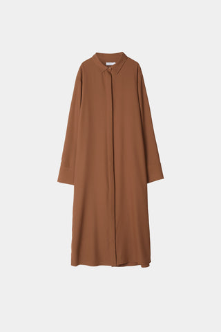Montorio dress loose flowing long sleeves wide cuffs slits collar earth brown stylein packshot