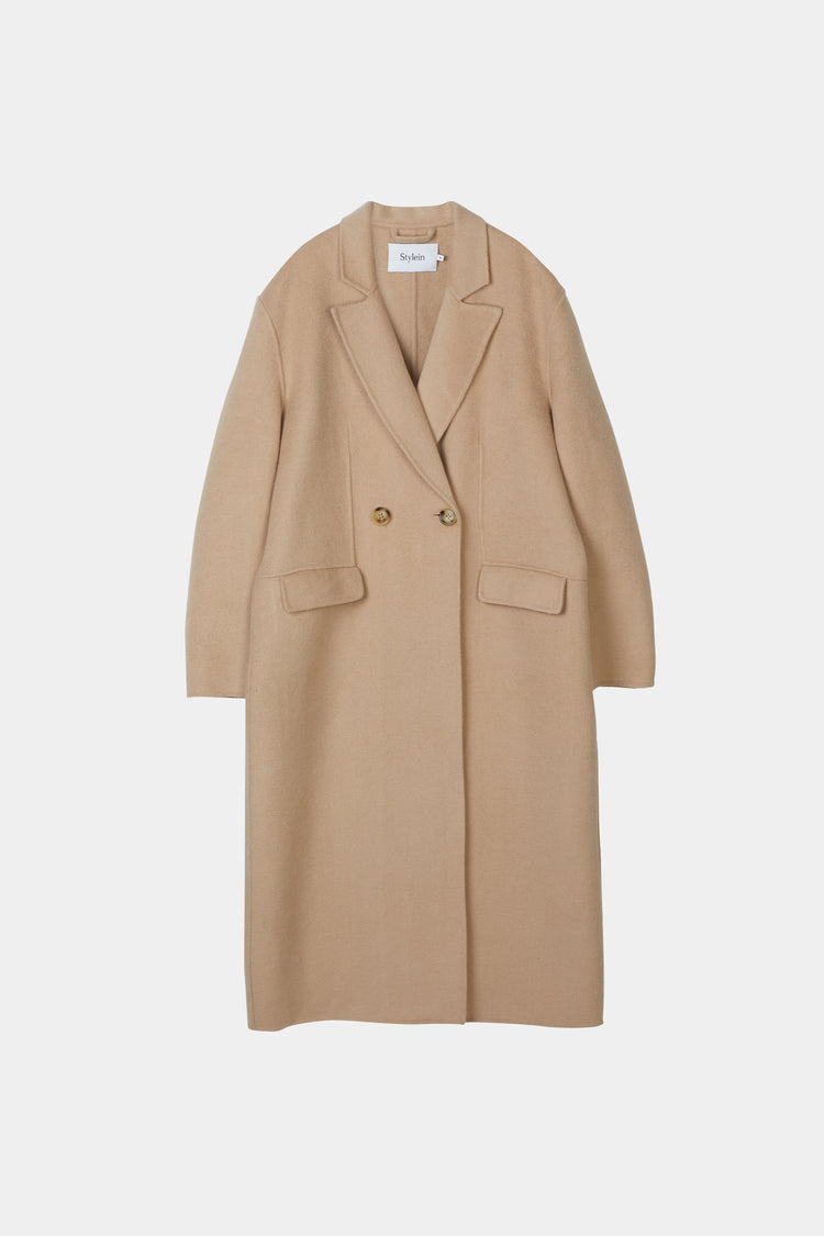 Tuva coat wool blend double breasted hazelnut stylein packshot