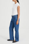 Kim mid blue loose fit low waist denim stylein side