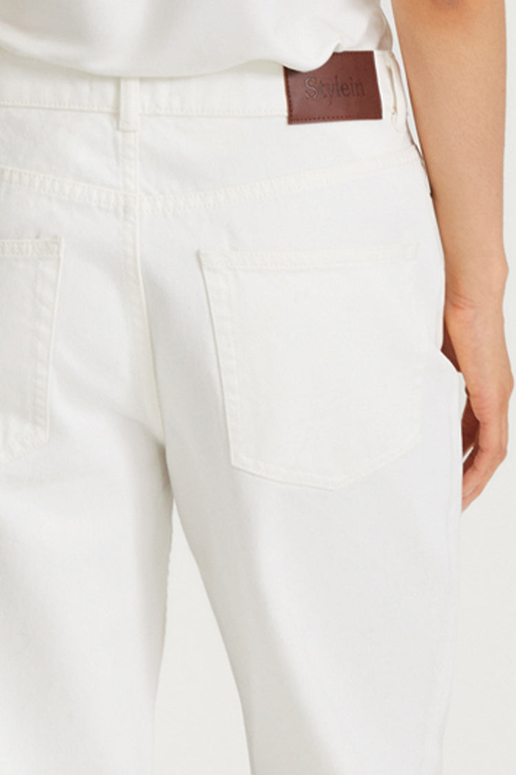 Kim denim loose fit mid waist voluminous overzised white stylein detail image