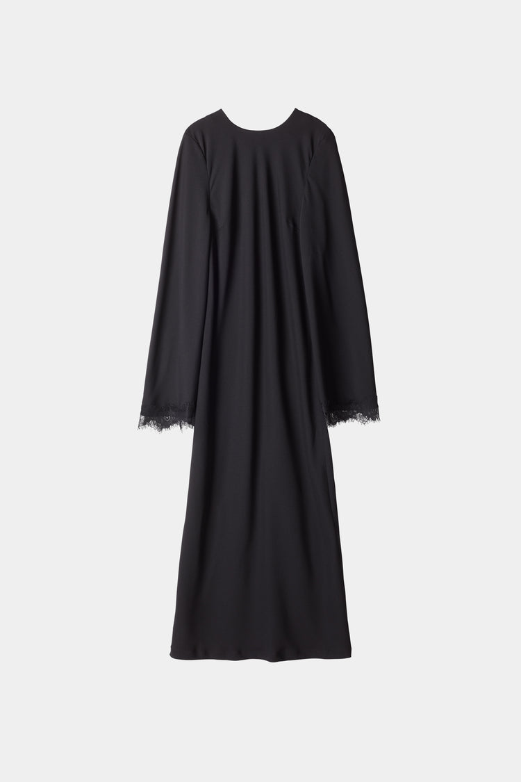 black dress crepe lace trim sleeve stylein margo packshot