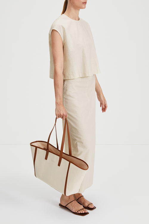 Saronno skirt ankle length beige raw linen stylein side image