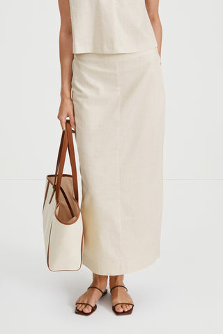 Saronno skirt ankle length beige raw linen stylein front image