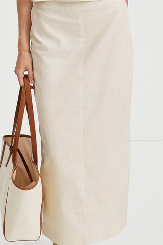 Saronno skirt ankle length beige raw linen stylein detail image