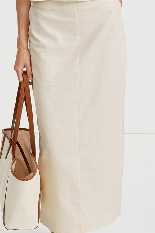 Saronno skirt ankle length beige raw linen stylein detail image