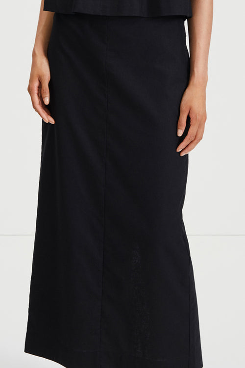 Saronno skirt ankle length black linen stylein detail image