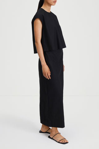 Saronno skirt ankle length black linen stylein side image