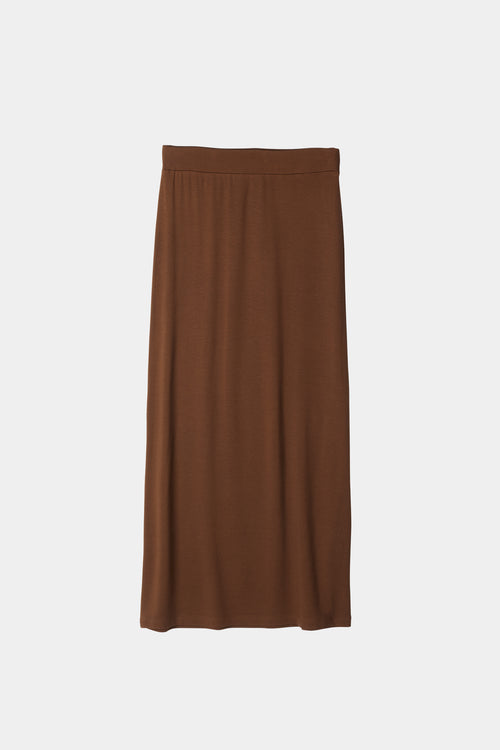 Claudi long skirt jersey subtly flared cacao brown stylein packshot
