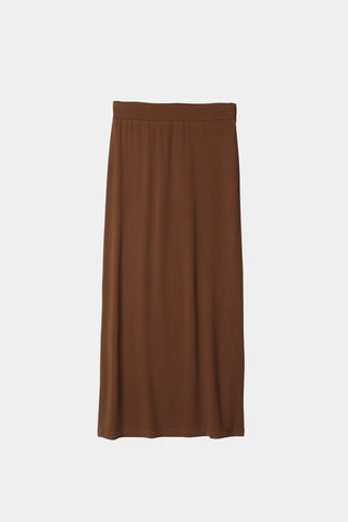 Claudi long skirt jersey subtly flared cacao brown stylein packshot