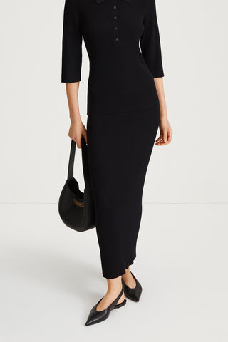 Pomerola skirt maxi fine knit black stylein front image 