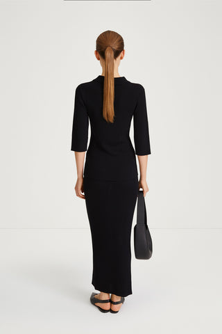 Pomerola skirt maxi fine knit black stylein back image