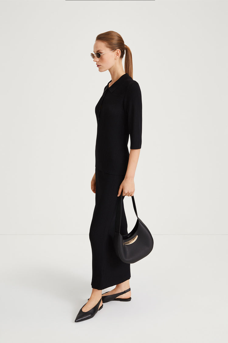 Pomerola skirt maxi fine knit black stylein side image