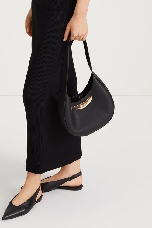 MINI SHOULDER BAG - YARDLY PLACKET BLACK STRUCTURED