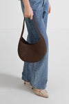 MINI SHOULDER BAG - YARDLY BROWN FAUX SUEDE