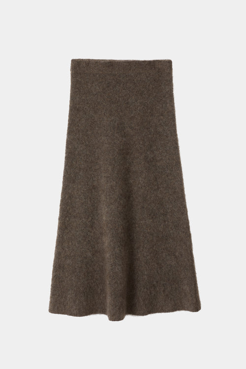 brown a-lined knitted skirt stylein nanie front