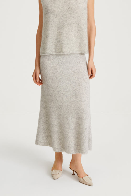 Nanie skirt long light grey mohair stylein front image