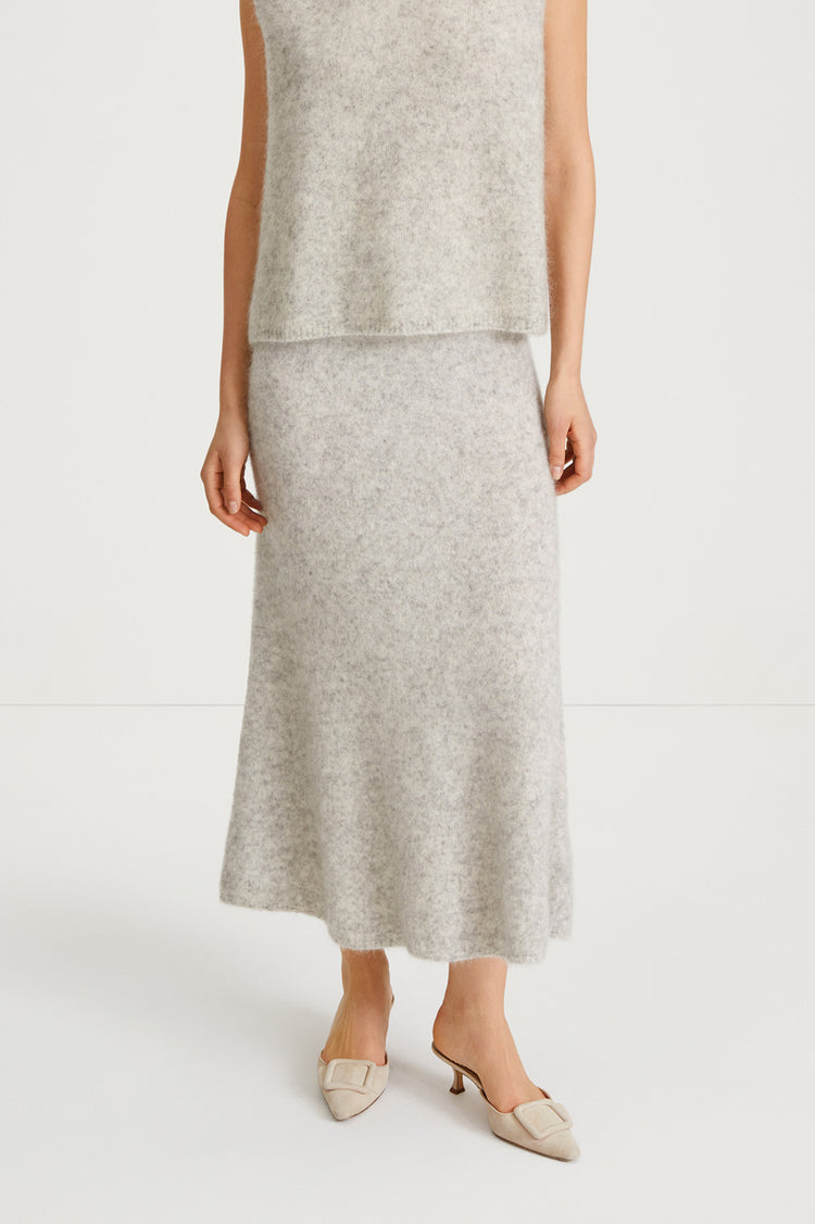 Nanie skirt long light grey mohair stylein front image